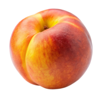 Close-up of a ripe peach, showcasing its gradient of red to yellow with a smooth, velvety surface png