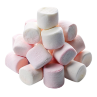 A soft stack of fluffy, white marshmallows with a hint of pink, suggesting sweetness and indulgence, perfect for desserts or hot cocoa png