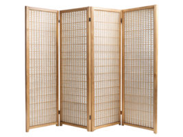 A natural wooden folding screen with a woven texture, creating a minimalist yet functional design, ideal for partitioning space while maintaining an airy, light-filled atmosphere png