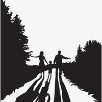 Father, Mother, and Kids in a Row Abstract vector