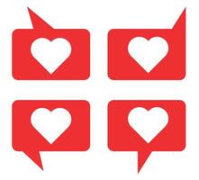 Bubbles with hearts. Set of red bubbles. Bubbles for likes. vector