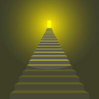 Walking towards the light. Light at the end of the tunnel. Steps leading to light in the dark. EPS 10. vector
