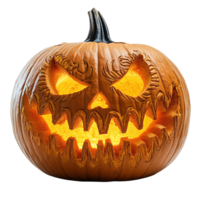 A meticulously carved pumpkin with intricate eyelash details and sharp teeth, illuminated from inside, evoking a spooky, fierce expression png