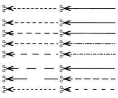 A set of scissors and lines to draw vector