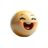 A shiny, 3D-rendered emoji with a joyful, open-mouthed expression, rosy cheeks, and closed eyes, radiating happiness png