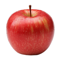 A fresh red apple with a smooth, glossy surface and subtle specks, droplets of water accentuate its vibrant color and freshness png