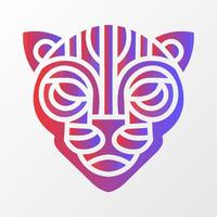 Modern abstract panther face illustration featuring bold geometric lines and vibrant red-blue gradient on a clean white background. Abstract Panther Face with Gradient Design vector