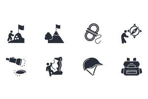 Climbing icon set..Editable stroke.linear style sign for use vector