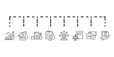 Accounting icon set..Editable stroke.linear style sign for use web design,logo.Symbol illustration. vector
