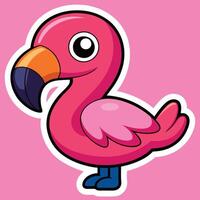 Delightful Illustrative Flamingo with Cute Features and Attractive Colors Posing on Pink Background Ideal for Brightening Up Your Creative Graphic Design Projects vector