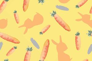 Seamless pattern of carrots.Watercolor drawing pattern ingredient.Vegetable background.For designing fabric pattern, wallpaper, wrapper.Suitable for kitchen and food. vector