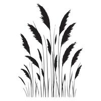 Silhouette Illustration of Tall Grasses Swaying Gently in the Breeze vector