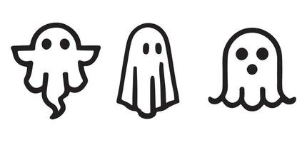 More Halloween Ghost Line Art Icons for Festive Occasions vector