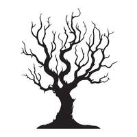 Dark Silhouette of a Twisted, Leafless Tree vector
