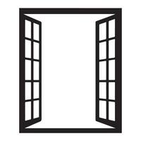 Silhouette Illustration of an Open Window with Panes vector