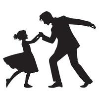 Father and Daughter Silhouette Dancing Art vector