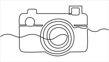 Camera Continuous one line drawing. Line drawing photo camera. vector