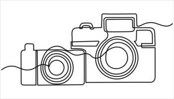 Camera Continuous one line drawing illustration vector