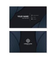 Dark abstract wave line business card design vector