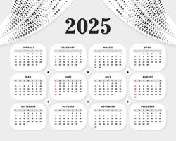 White 2025 calendar abstract design template vector