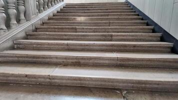 Elegant marble staircase ascending in a classic building, symbolizing progress and transitions video