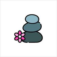 A stack of stones with a flower in the middle vector