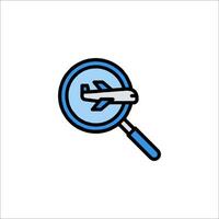 A magnifying glass with an airplane on it vector