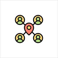 A group of people connected by a pin icon vector