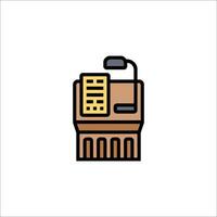 A desk with a computer and a phone on it vector