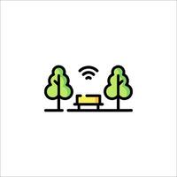 A park bench with wifi and trees vector