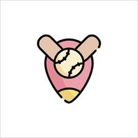 A pink pencil with two baseball bats on it vector