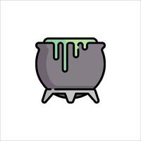 A cauldron with green liquid in it on a white background vector
