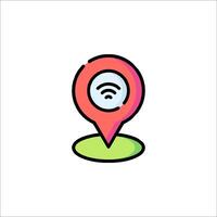 A wifi icon with a map pointer vector