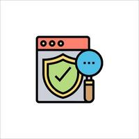 A magnifying glass and a shield icon vector