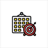 A calendar with a dart and target icon vector