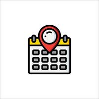 A calendar icon with a pin on it vector