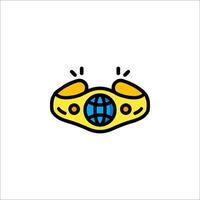 A yellow and blue ring with a globe on it vector