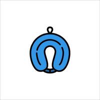 A blue and black circle with a hook on it vector