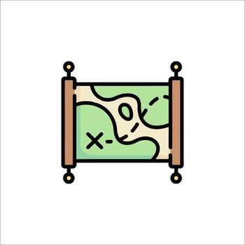 A map icon with a compass and a map vector