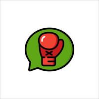 A boxing glove icon in a green speech bubble vector