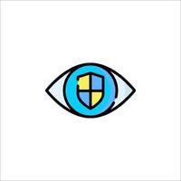 An eye with a shield on it, with a shield icon vector