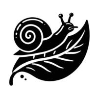 A black and white snail on a leaf vector