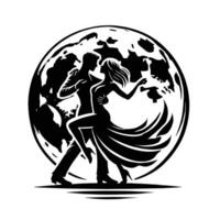 The couple dancing in front of the moon vector