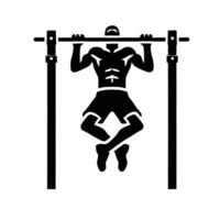 A man is doing pull ups on a bar vector