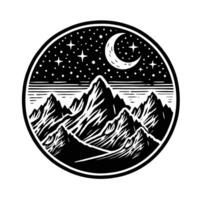Mountains and stars in a circle vector