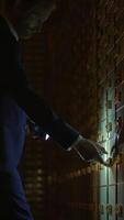 An Intriguing Encounter at a Mysterious Vault Involving a WellDressed Man in a Suit and Tie video