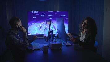 Business Professionals Skillfully Analyzing Data Using Advanced Modern Technology Tools video