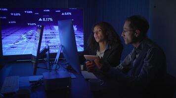 Data Analysts Engaging and Collaborating in a HighTech Workspace Environment Together video