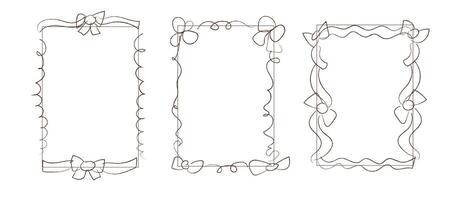 Hand drawn decorative bow borders for creative frames and artistic design vector