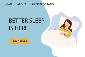 Peaceful woman sleeping for self-care and relaxation concepts in better sleep program design vector